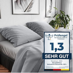 Wolkenfeld Bed Linen 200 x 200 cm Cotton Light Grey - Breathable - 3-Piece - 1x Duvet Cover 200 x 200 cm + 2x Pillowcases 80 x 80 cm - Light Grey