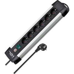 Brennenstuhl Premium Alu-Line Power Strip with Switch Black, black, 1391000016