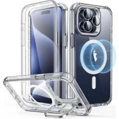 ESR Case for iPhone 15 Pro Max, Compatible with MagSafe, 360 Degree Protective Case, Shockproof Military Standard Magnetic Mobile Phone Case with Camera Protection Stand, 2-Piece Robust Case with