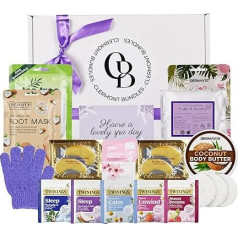 Pampering Gift Set for Women - Relaxation Gifts for Women, Self Care Pampering Basket, Includes 18 Items, Face Mask, Foot Pack, Hand Pack, Hair Mask, Eye Set, Body Butter + More