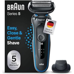 Braun Series 5 Electric Shaver with EasyClick Attachment and Precision Trimmer, Men's Electric Shaver, EasyClean, Wet & Dry, Gift Man, Made in Germany, 51-B1200s, Blue