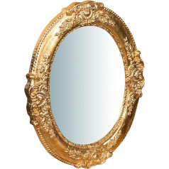 Biscottini Baroque Dining Room Mirror Shabby Style Oval Mirror Wooden Frame with Antique Gold Leaf Mirror Finish 40 x 2.5 x 32 cm Made in Italy by Florence Artisans