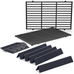 GFTIME 49.5 x 32.5 cm Cast Iron Cooking Grate & 44.5 cm 7621 Flavorizer Bars & 33.7 cm 7622 Flavorizer Bars Replacement Parts for Weber Genesis E/S-310/320/330 (2007-2016), Replacement for 7524, 7528