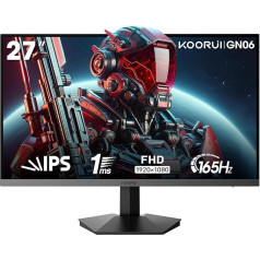 KOORUI Gaming Monitor 27 Inches, 165Hz, FHD (1920 x 1080), IPS, 1ms GTG, Adaptive Sync, 75 x 75 mm VESA Compatible, DCI-P3 90% (HDMI, DisplayPort) Black