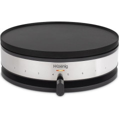 H.Koenig KREP56 Electric Crepe Maker 2-in-1 Reversible Plates, Crepe Party, Crepes and Mini Crepes, Adjustable Thermostat 230°, Non-Stick Coated Hotplates 33 cm and 10 cm, 1500 W