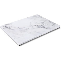 Flexzion Serving Plate, Square Tray Made of Non-Stick Marble Heat Resistant for Kitchen Parties for Serving Cheese Cold Cuts Biscuits Pastry Cakes 12 x 16 Inches (White)