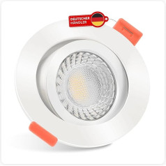 luxvenum LED Recessed Spotlight, 230 V, 7 W, 1 x Dimmable LED Ceiling Light, Extra Flat, Only 25 mm, 60° Beam Angle, 90 CRI Colour Rendering, Ceiling Spotlights for Hallway, Living Room, Kitchen,