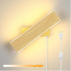 ENCOFT LED 12 W Wall Light with Plug Modern Wall Lamp with Switch Dimmable Up Down Light Modern Rotatable Adjustable Angle Lamp for Bedroom Staircase Hallway