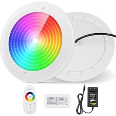COOLWEST Resin Filled Pool Lighting LED 32 W RGB, Ultra Flat Pool Headlight with Remote Control, Colour Changing Swimming Pool LED Lamp, IP68 Waterproof, 24 V DC, Surface-Mounted