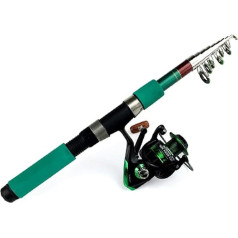 TOMYEUS Angelrute Angelrute Combo Teleskop Angelrute und Spinning Angelrolle Fischerei Set Karpfen Angelrute Rolle Kit Teleskop Angelrute (Color : Rod with Black Reel, Length : 2.4 m)