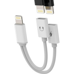 iPhone AUX Charging Dongle Cable (2 in 1) Dual Lightning Splitter Charging Headphone Audio Adapter Dual Jack for Apple MFi Certified 11 12 13 14 Pro Max SE X XR 7 8Plus Earbud Converter