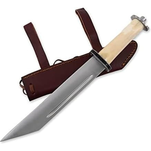 Viking Sax Type Scrama with Bone Handle Including Leather Sheath