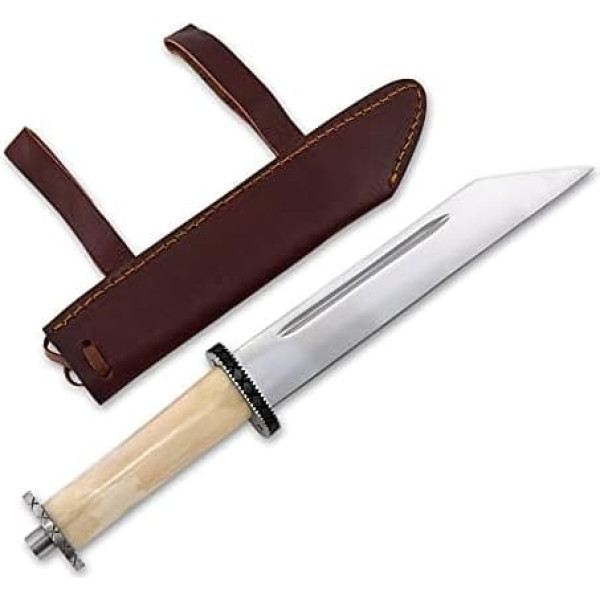 Viking Sax Type Scrama with Bone Handle Including Leather Sheath