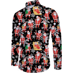 RAISEVERN Christmas Shirts for Men, 3D Print, Christmas Party, Casual Shirts, Funny, Cool for Boys, Teenagers, M–XXL