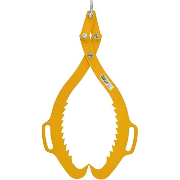 TRUTZHOLM Forestry Pliers for Tree Trunks, Lifting Pliers with 2 Clamping Pins, Loading Pliers, Wooden Tongs, Back Pliers for Lifting, Moving and Loading Wood in RAL 1003, Signal Yellow (1500 kg)