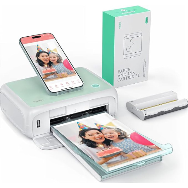 Fotodrucker für Smartphone, YOTON Mobiler Drucker mit 54 Stück Fotopapier (4x6