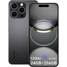 OUKITEL P1 Mobile Phone Without Contract - 24GB + 256GB Smartphone Without Contract Android 14, 6.7 Inch AMOLED Display Simlock-Free Mobile Phones 5150mAh, 50MP + 32MP Camera, GPS, NFC, Black