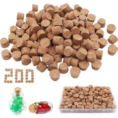 GZjiyu 200 Pieces Corks for Crafts, Cork Stoppers Conical, 11 mm Pointed Corks with Storage Box for Test Tubes, Bottles, Decorations, Medicine Corks, Wish Bottles