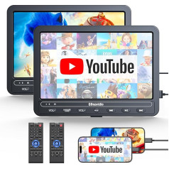 10.5 Inch DVD Players Auto 2 with HDMI Input, 5-Hour Battery Life, DVD Player Car, USB/TF Card, Storage Capacity, Playback Same/Different Movies, Region Free