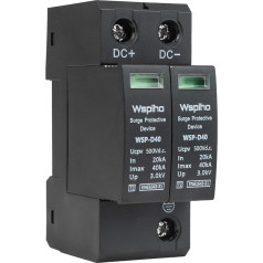 WSPIHO 2-Pin 500 VDC Surge Protector, Surge Arrester Type 2.20-40KA Solar Surge Protection Device PV for Lightning Protection (DC500V 20-40KA)
