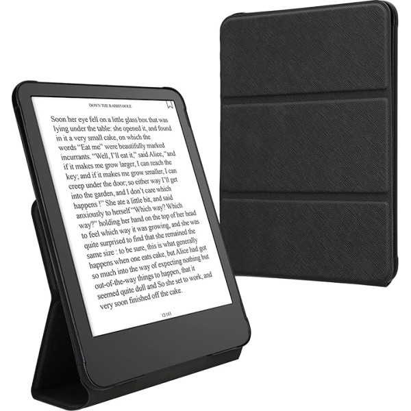 kwmobile Case for Amazon Kindle Paperwhite (12th Gen 2024)/Kindle Colorsoft Case - Faux Leather Protective Case - Magnetic Closure Cover with Stand Function in Black
