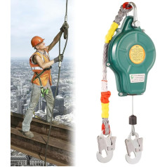 HIULLEN Height Safety Device, 10 m Retractable Fall Protection, Portable Fall Protection Collection Device, Personal Fall Limiter, Fall Protection, Abseiling Device for Roofers and Aerial Work,