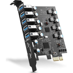 ULANSEN PCI-E to 7-Port (Type C (2), Type A (5)) USB 3.0 HUB Internal Expansion Card Contronller Adapter PCI Express Card Desktop PC for Windows Mac Linux