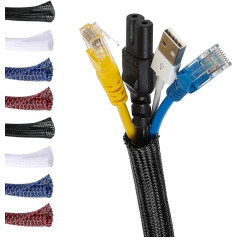 MarketConnect® Self-closing cable conduit, diameter 25 mm, length 4 m, perfect for cable management and protection, ideal for desk and TV, black