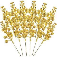 LATERN Pack of 14 Christmas Glitter Berry Stems, 19 cm Artificial Christmas Picks, Simulation Holly Berries Fir Branch for Christmas Tree Decorations, DIY Christmas Wreath, Holiday and Home Decor