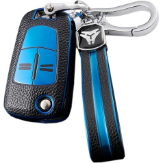 HIBEYO Flip Key Car Key Case Fits Vauxhall Key Case Protective Cover for Vauxhall Corsa Astra Vectra Zafira Antara Mokka Tigra B Remote Control Key Case TPU Leather Texture Blue