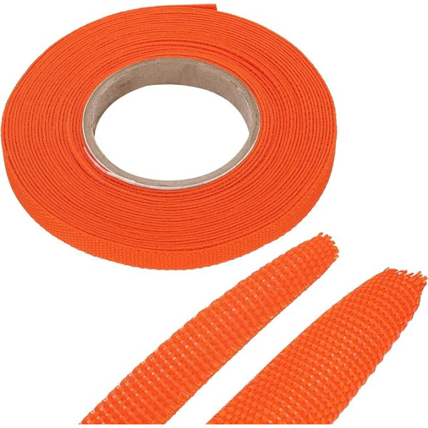 sourcing map Geflochtene Kabelhülsen, wärmeschrumpfbarer Stoffschlauch, 0,6 cm, 7,9 m, Orange, 2:1 Verhältnis, Schrumpfschlauch, Kabelschutz für Kabelbaumkabel, Netzwerkkabelschutz, Kabelmanagement