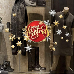 kina - UVNT0051 Window Sticker for Christmas Baubles Merry Christmas Beautiful Holiday Happy New Year Shop Window Transparent, Removable and Positionable - 90 x 35 cm