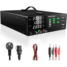 RUZIZAO Laboratory Power Supply, 0-200V 0-10A 2000W High Performance Laboratory Power Supply, DC Adjustable Power Supply with Output Switch, OCP and OVP, Memory Function, Encoder Control, 4-Digit LED