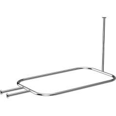 Sikaiqi Al Alloy Oval Shower Curtain Rod Hoop Square Shape Bathroom 58.3 x 24 Inch Rod for Clawfoot Tub Free Standing Tubs (Silver)