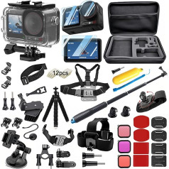 BMUUPY Accessory Set Kit Bundle for DJI Osmo Action 5 Pro Action 4/3 Black, Waterproof Protective Case Waterproof Case Snorkelling Accessories Bicycle Mount Selfie Bar Head Strap for Action 5Pro