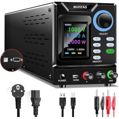 RUZIZAO Laboratory Power Supply 1000V 1A, Programmable High Voltage Laboratory Power Supply, Adjustable DC Power Supply with PC Software, Encoder Button, Memory Space, Output Switch, Lock Switch, 5V