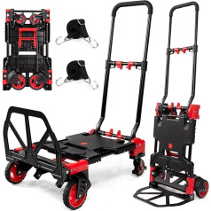 2 in 1 Folding Sack Truck, 150kg Capacity, Portable Folding Hand Trolley, Hand Truck with Retractable Handle, Folding Trolley with Wheels, Folding Dolly for Moving