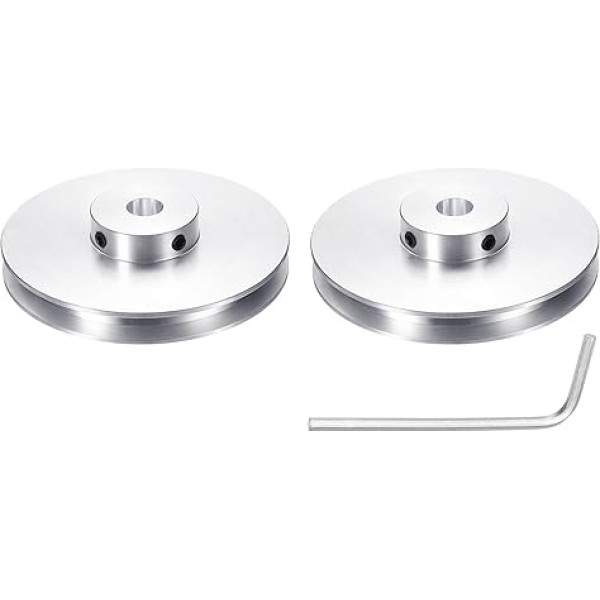 sourcing map 2 Stück Einzelrillen-Riemenscheibe, 10 mm feste Bohrung, 80 mm Außendurchmesser, Aluminiumlegierung, mechanische Riemenscheibe mit Sechskantschlüssel für 6 mm PU-Rundriemen
