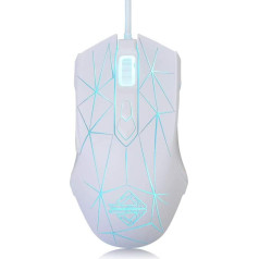 LexonElec Wired RGB Gaming Mouse, 7 Buttons with 2500 DPI Ergonomic LED Illuminated USB Gamer Mice Computer Laptop PC for Windows Mac OS Linux - Star White