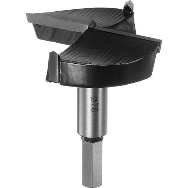 QUARKZMAN Forstner Drill Bit 78 mm (3-1/16 Inch) Made of Tungsten Carbide, Wood Forstner Bit Opener Cutter for Hinge Holes in Woodworking, Black