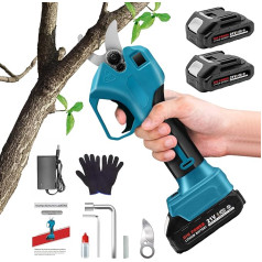 Battery Pruning Shears, Loppers Battery 2 x 21 V 2000 mAh Batteries, Battery Secateurs Electric 25 mm Cut, Battery Scissors Efficient Pruning, Battery Scissors with Charger, Battery Scissors Garden