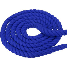 PATIKIL 1 Inch x 50 Feet Natural Twisted Cotton Rope 3 Strand Strong Thick Cotton Rope Tug of War Rope for Railing Craft Home Decor, Blue