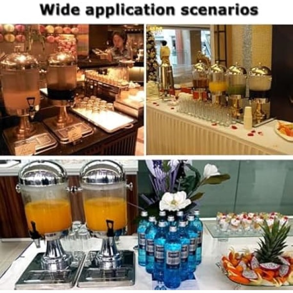 Three Headed Juicer Dispenser, Stainless Steel Cold Hot Juice Dispenser with Clear Glass Drink Dispenser for Commercial Breakfast Buffet Bars, Hotels
