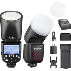 GODOX V1N Round Flash Unit 76W Speedlite Professional Round Camera Flash 1/8000 HSS 2.4G Wireless X System i-TTL with 2600 mAh Li-Ion Compatible with Nikon