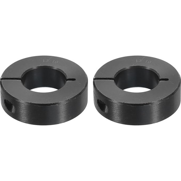 sourcing map 2 Stück einteilige Klemmmanschette mit 13/16 Zoll Bohrung, einteiliger Klemmkragen, 3,8 cm Außendurchmesser, 1,27 cm Dicke, schwarzes Oxidstahl-Set, Schraubverschluss-Kragenklemme