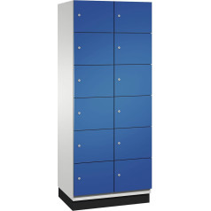 C + P Möbelsysteme C+P Cambio 6 Locker Cabinet 2 Compartments Light Grey / Gentian Blue Sheet Steel Door W 800 mm 12 Compartments