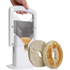GRCFUMO Bagel Slicer, Bread Slicer, Plastic Bagel Bread Slicer, Bread Guillotine, Manual Bread Cutter with Safety Protection, Easy Grip Handle for