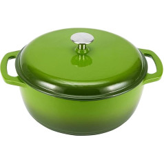 Amazon Basics Round Enamelled Cast Iron Dutch Oven with Lid 6.9 L Green