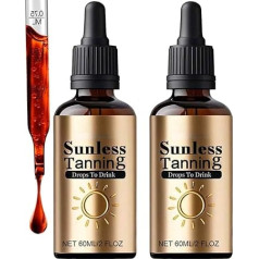 Sunless Tanning Drops for Drinking, 2025 Tanning Drops for Drinking, Natural Tanning Drops Drinking, Self Tanning for Body and Face, No Sun Damage, Quick Tanning (2 Pieces)