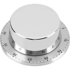 Manual Mechanical Kitchen Timer, Countdown Timer with Magnetic Base, Mechanical Cooking Baking Timing Tool (Silver)
